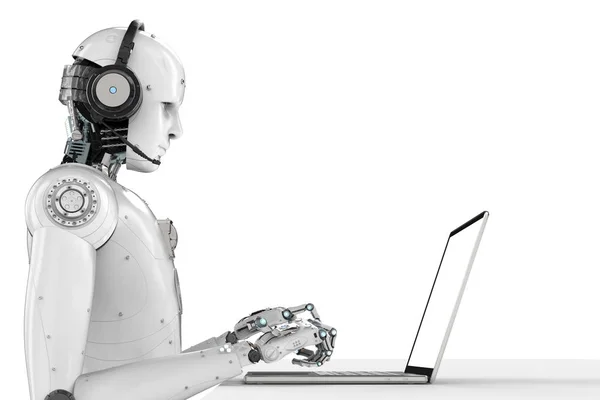 Robot with headset — Stock Photo, Image