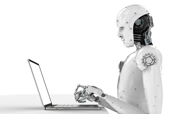 Roboterarbeit am Laptop — Stockfoto