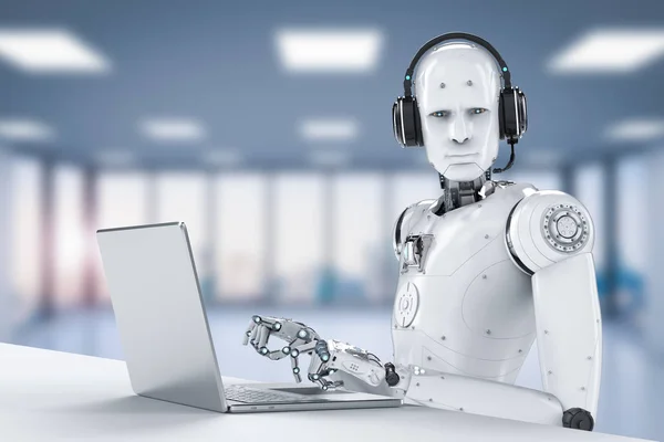 Robot met headset — Stockfoto