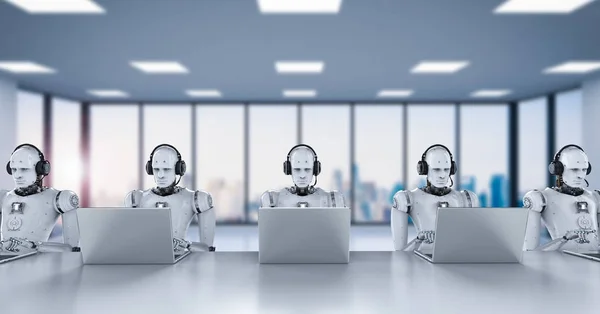 Call center de robôs — Fotografia de Stock