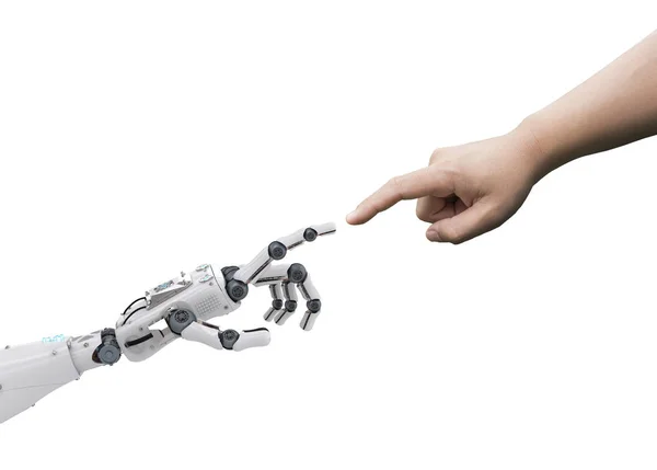 Robot połączyć człowieka — Zdjęcie stockowe
