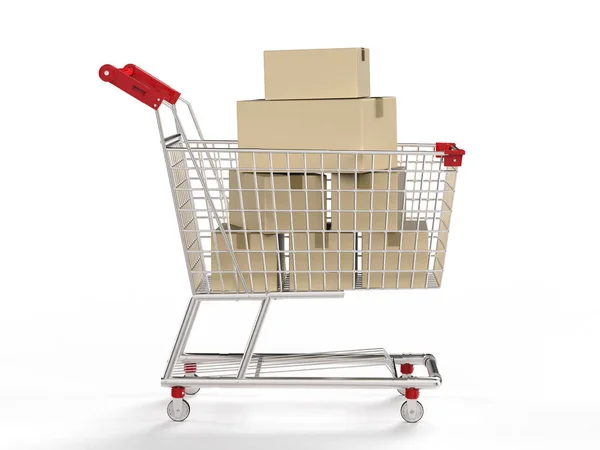 Cart with boxes — Stock Photo, Image