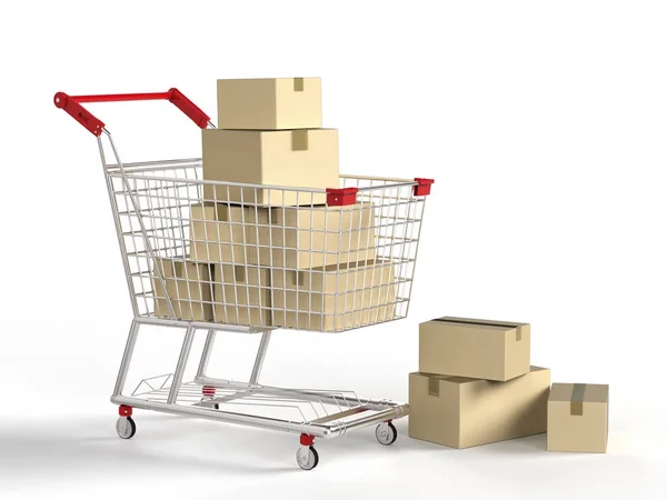 Cart with boxes — Stock Photo, Image