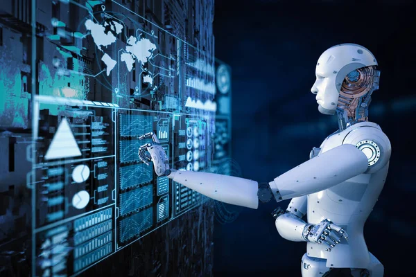 Robot with digital display — Stock Photo, Image