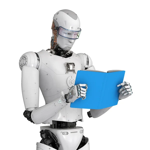 Robot reading book — Stock Photo, Image