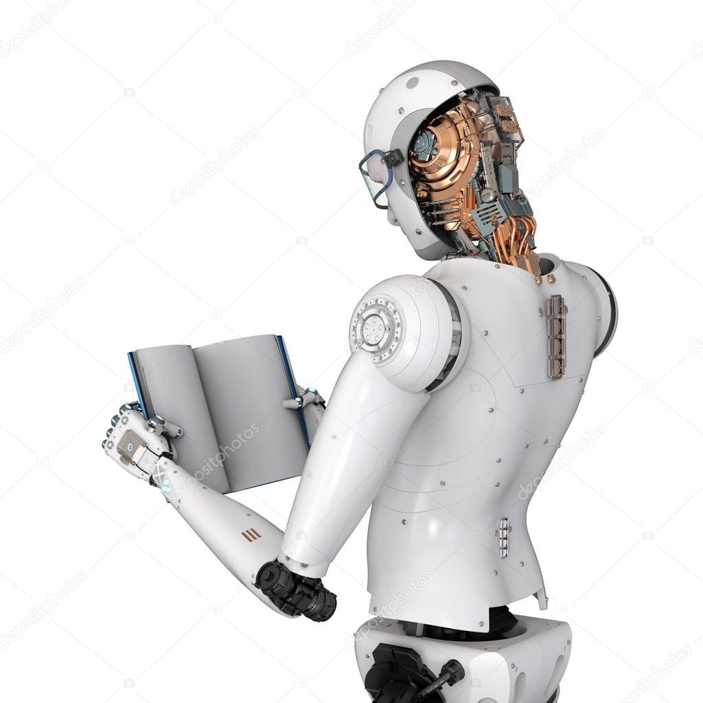 robot reading book
