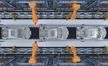 Robot araba fabrikasında