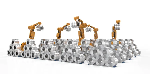 Robot met roll staal — Stockfoto