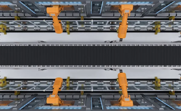 Роботизовані машини з конвеєром — стокове фото