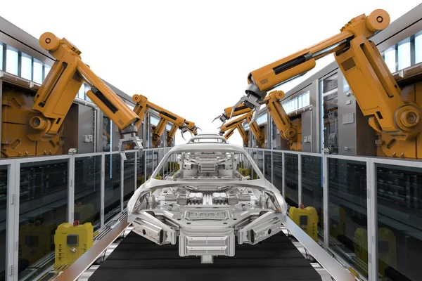 Ρομπότ στο εργοστάσιο αυτοκινήτων — Φωτογραφία Αρχείου
