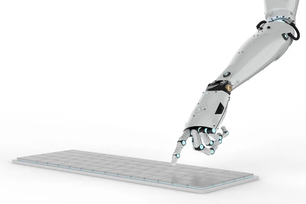 Mão robô no teclado — Fotografia de Stock