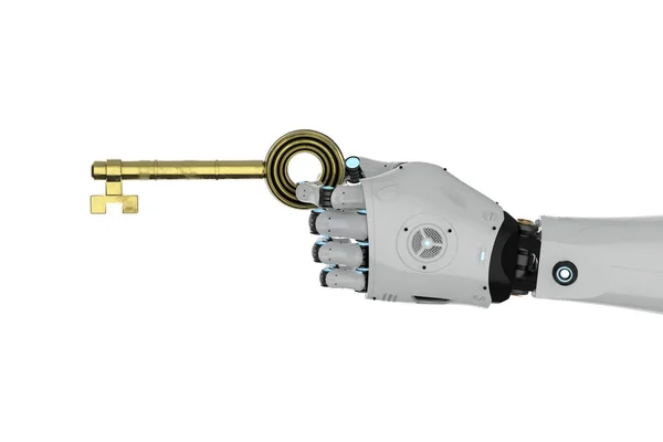 Robot memegang kunci — Stok Foto