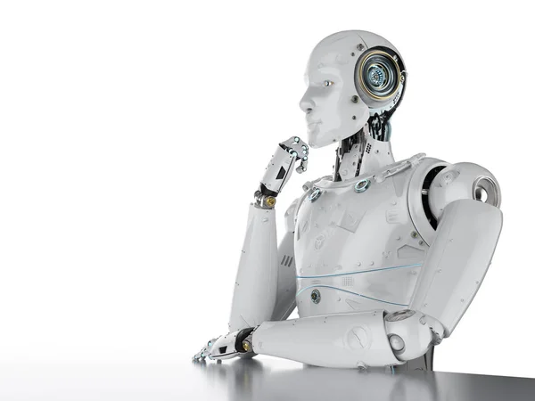 Humanoidní robot myšlení — Stock fotografie
