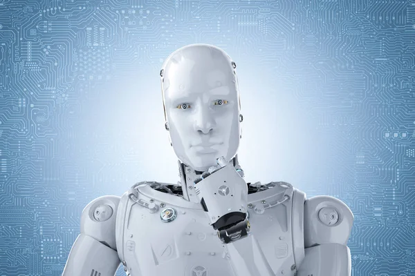 Pensamento robô humanóide — Fotografia de Stock