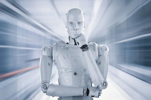 Humanoid robot thinking — Stock Photo, Image