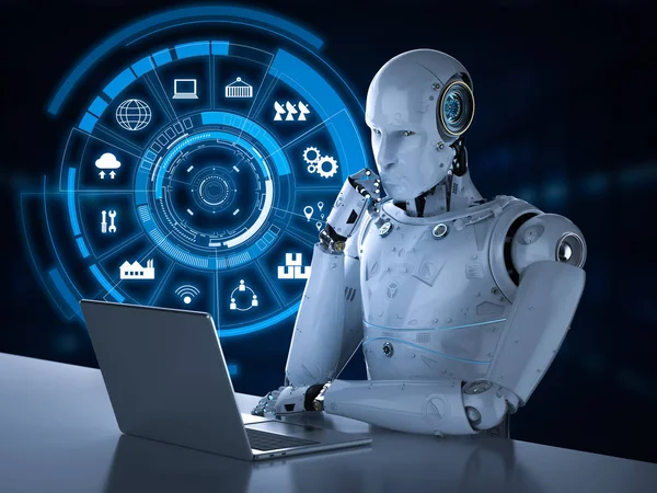 Robot with hud — Stock Photo, Image