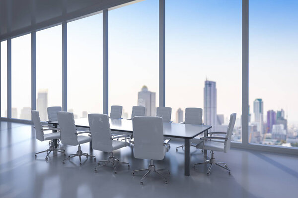 3d rendering empty conference room or office space with table and chair