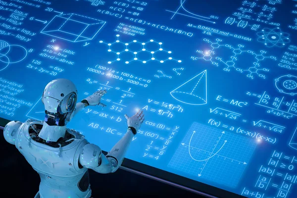 Robot with education hud — Stock Photo, Image