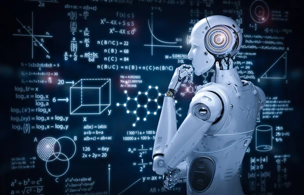 Robot with education hud — Stock Photo, Image