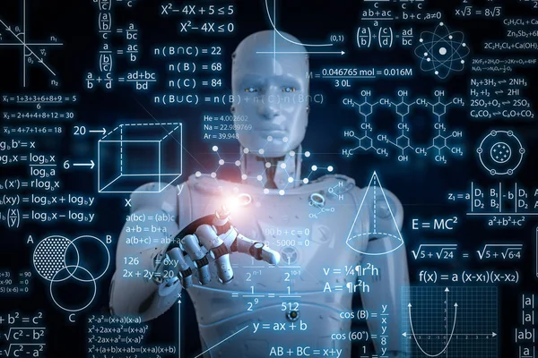 Robot with education hud — Stock Photo, Image