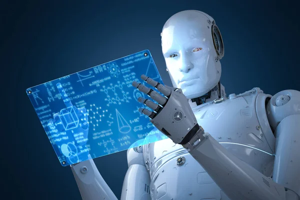 Robot with education hud — Stock Photo, Image