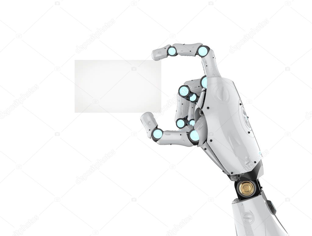 cyborg holding business card