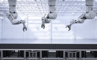 robot kol konveyör hattı ile