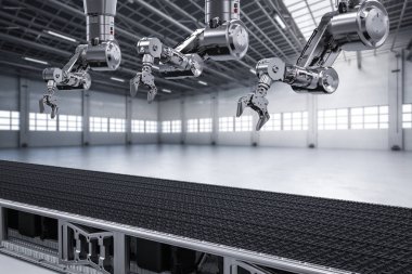 robot kol konveyör hattı ile
