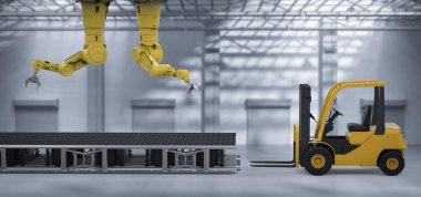 robot kol forklift ile