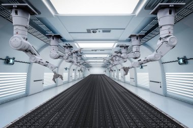 robot kol konveyör hattı ile