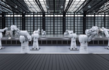 robot kol konveyör hattı ile