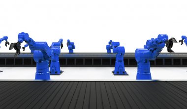 robot kol konveyör hattı ile