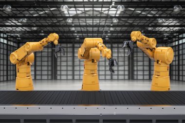 robot kol konveyör hattı ile