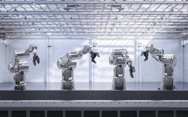 robot kol konveyör hattı ile