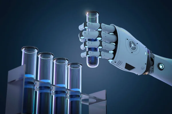 Robotizzato mano tenuta provetta — Foto Stock