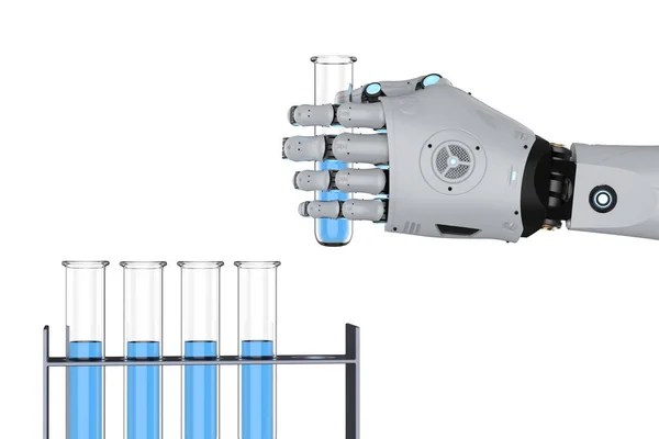 로봇 손 들고 테스트 튜브 — 스톡 사진