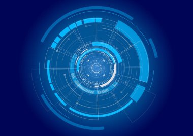 Hud arabirimi veya teknoloji grafik ekranda mavi renkli vektör çizim