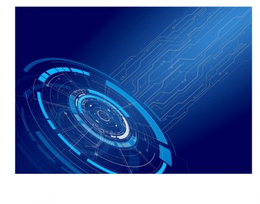 Hud arayüzü ile mavi arka plan vektör çizim satırına devre