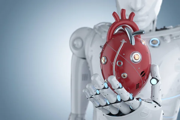 Robot sosteniendo el corazón — Foto de Stock