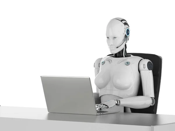 Női kiborg számítógéppel — Stock Fotó
