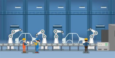 Automation automobile factory  clipart