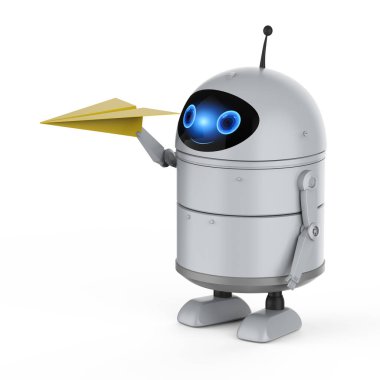 Kağıt uçaklı Android robot