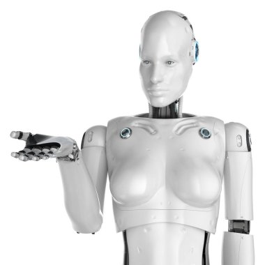 Dişi cyborg elini aç.
