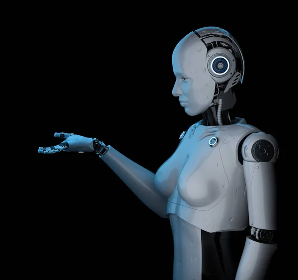 Female cyborg open hand — Stock Photo, Image