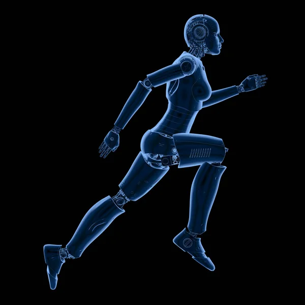 X-ray vrouwelijke cyborg of robot run — Stockfoto