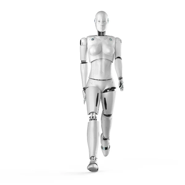 Kvinna cyborg eller robot promenad — Stockfoto