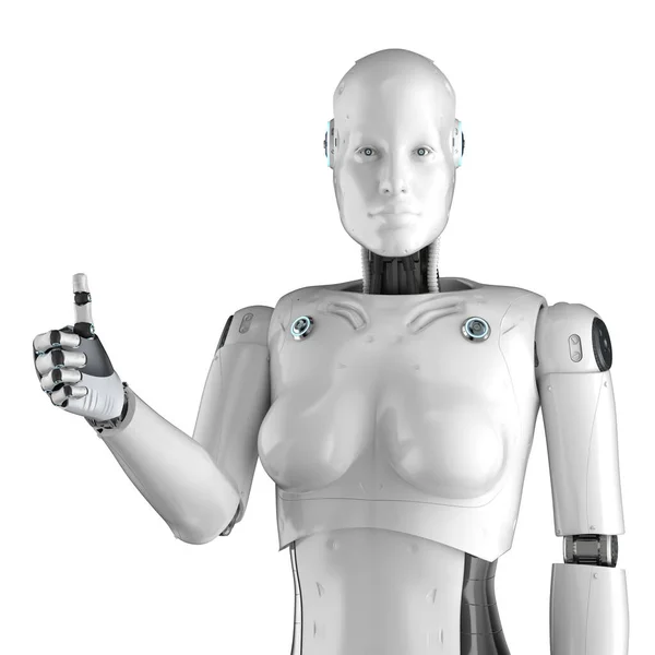 Cyborg femminile o pollice robot verso l'alto — Foto Stock