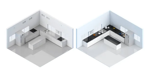 Cocina interior isométrica —  Fotos de Stock