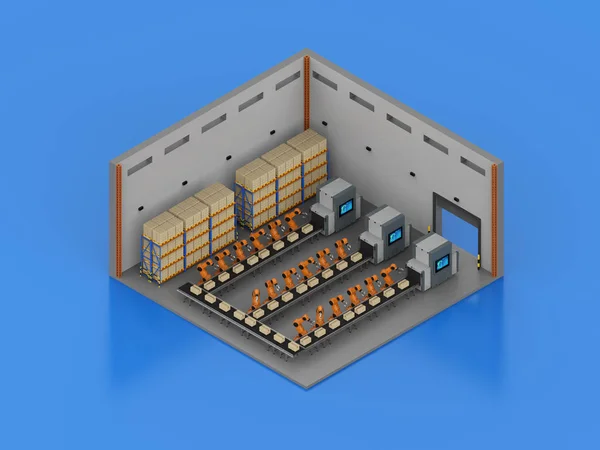 Warehouse interior isometric — 图库照片