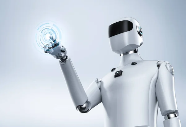 Kunstig intelligens cyborg eller robotfingerpunkt – stockfoto